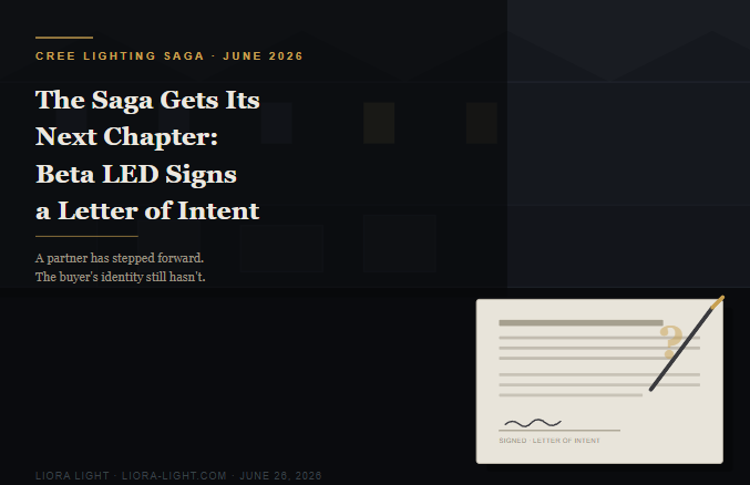 The Cree Lighting Saga Gets Its Next Chapter: Beta LED Signs a Letter of Intent