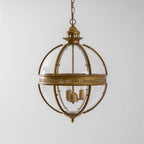 Brass Globe Cage Chandelier