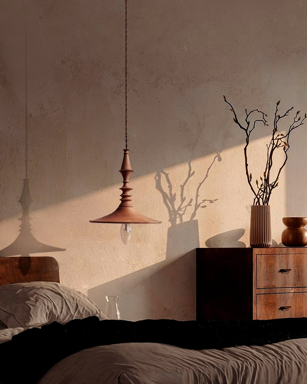Walnut Spindle Pendant lamp