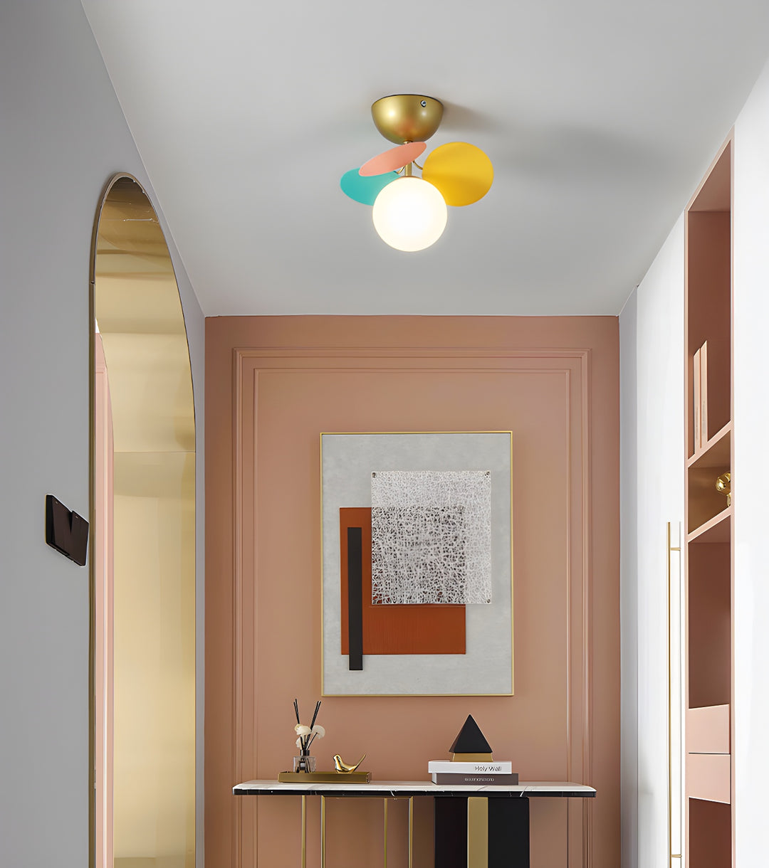 Modern Colorful Petal Ceiling Lamp Over Entryway Area