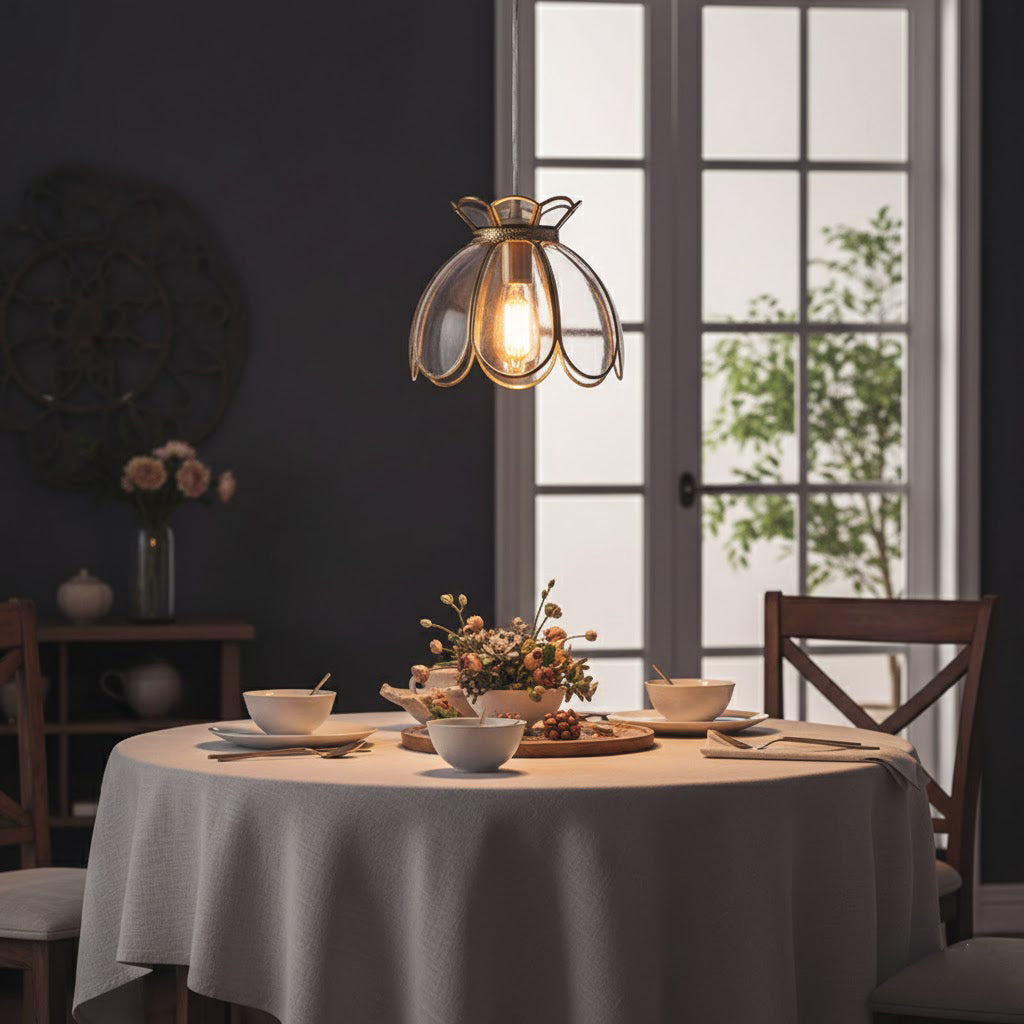 Glass Lotus Pendant Light