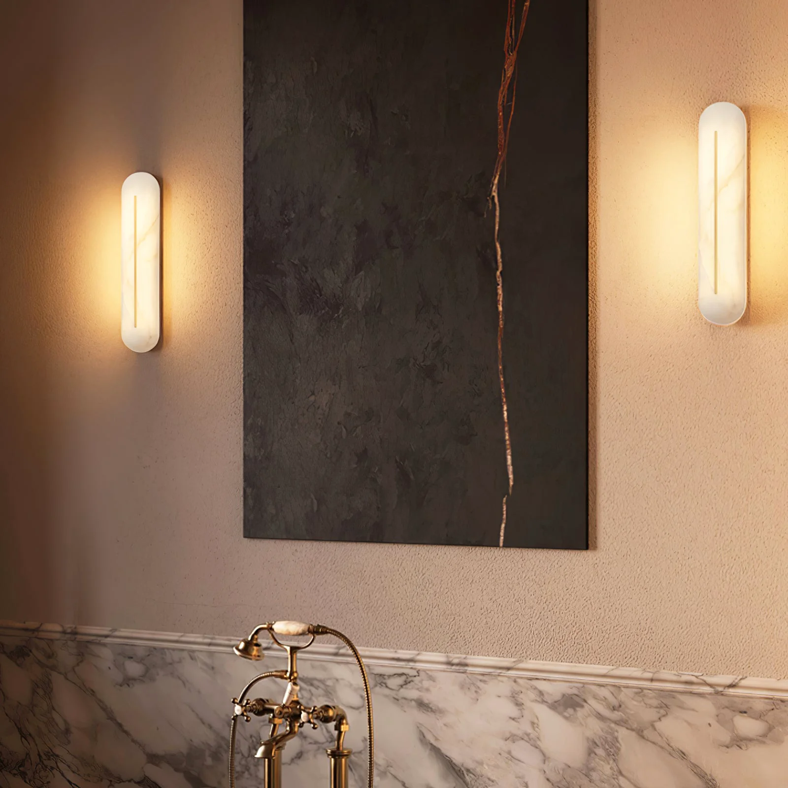 Alabaster Vertical Wall Sconce