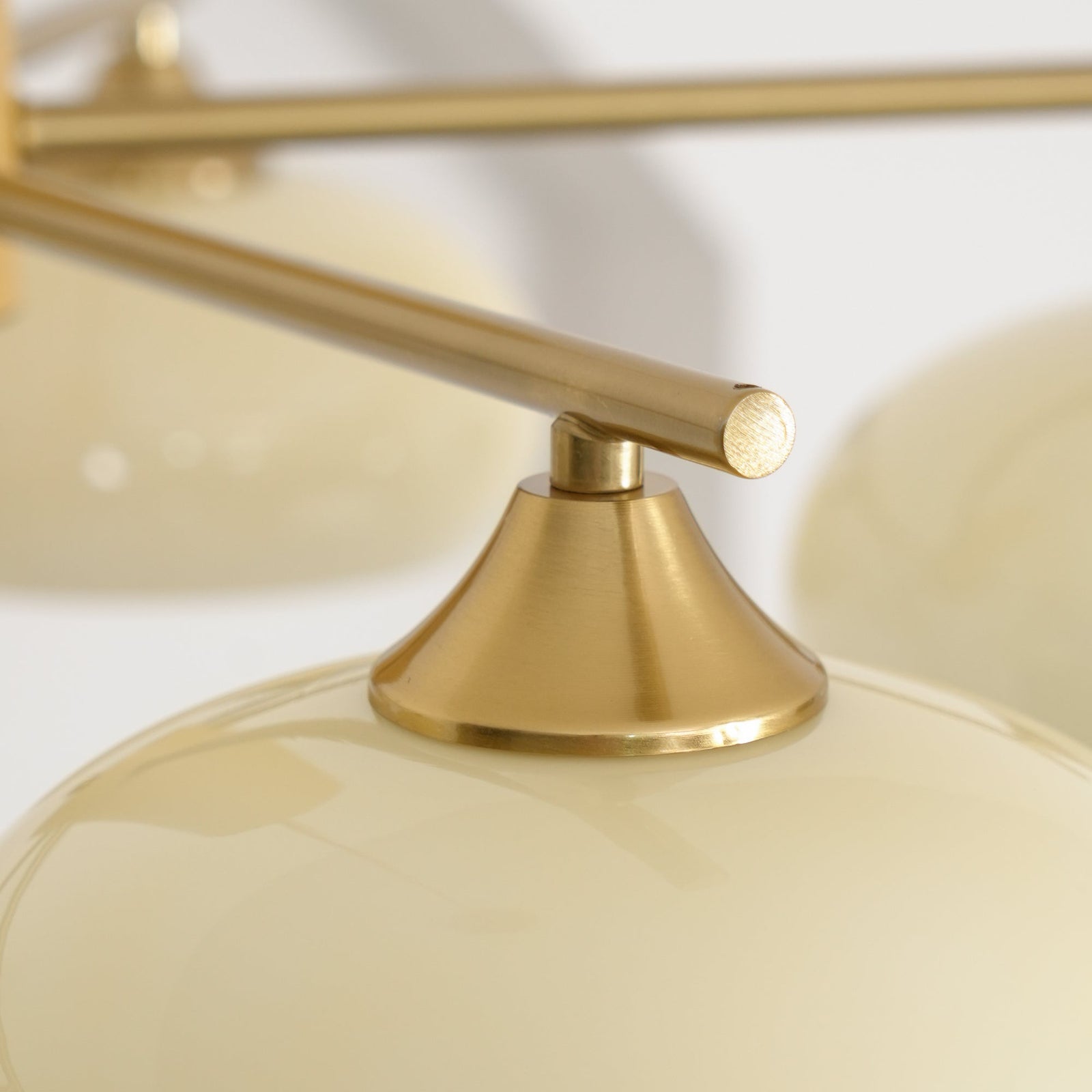 Detail View of Brass Hardware on Mushroom Glass Shade