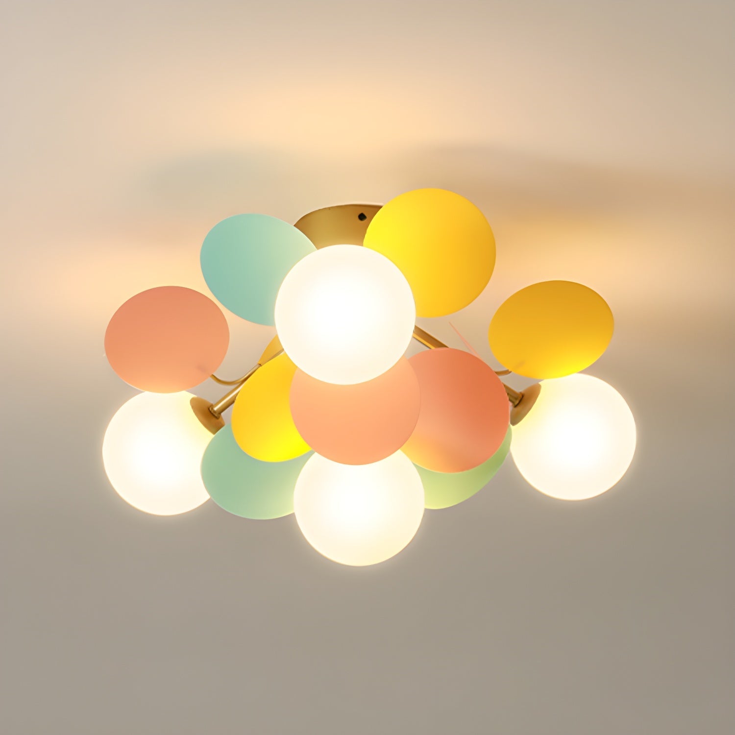 Colorful Petal Globe Glass Ceiling Lamp Studio Display