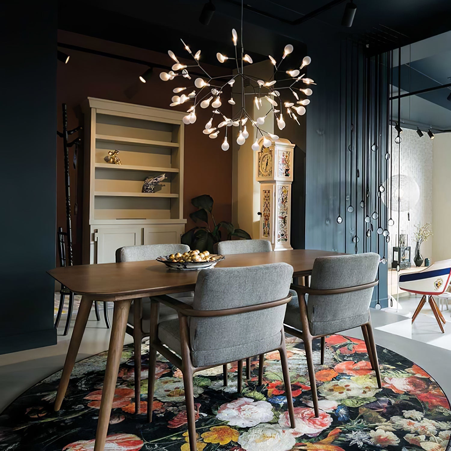 Modern Leaf Branching Chandelier Over Dining Room Table