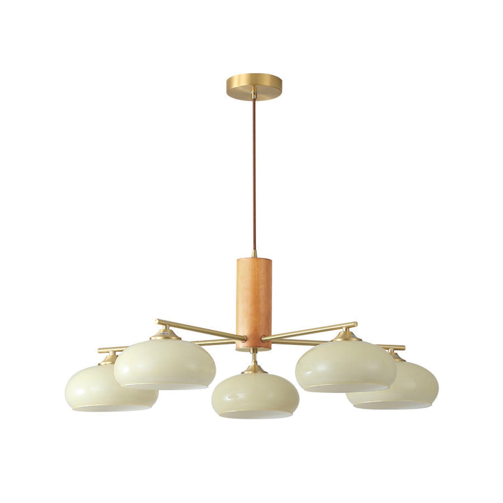Modern Wood Glass Mushroom Chandelier Studio Product Shot