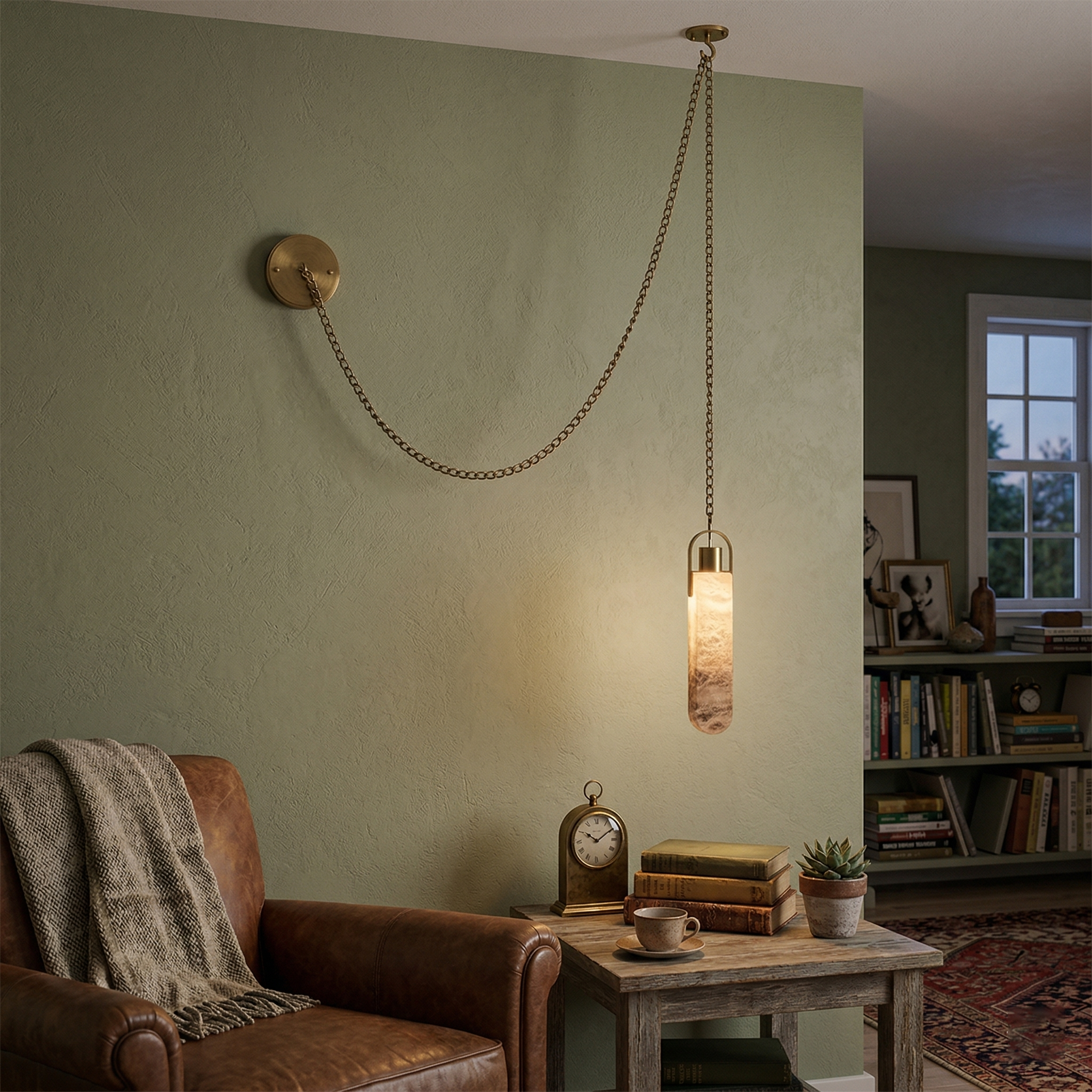 Alabaster Swag Chain Chandelier