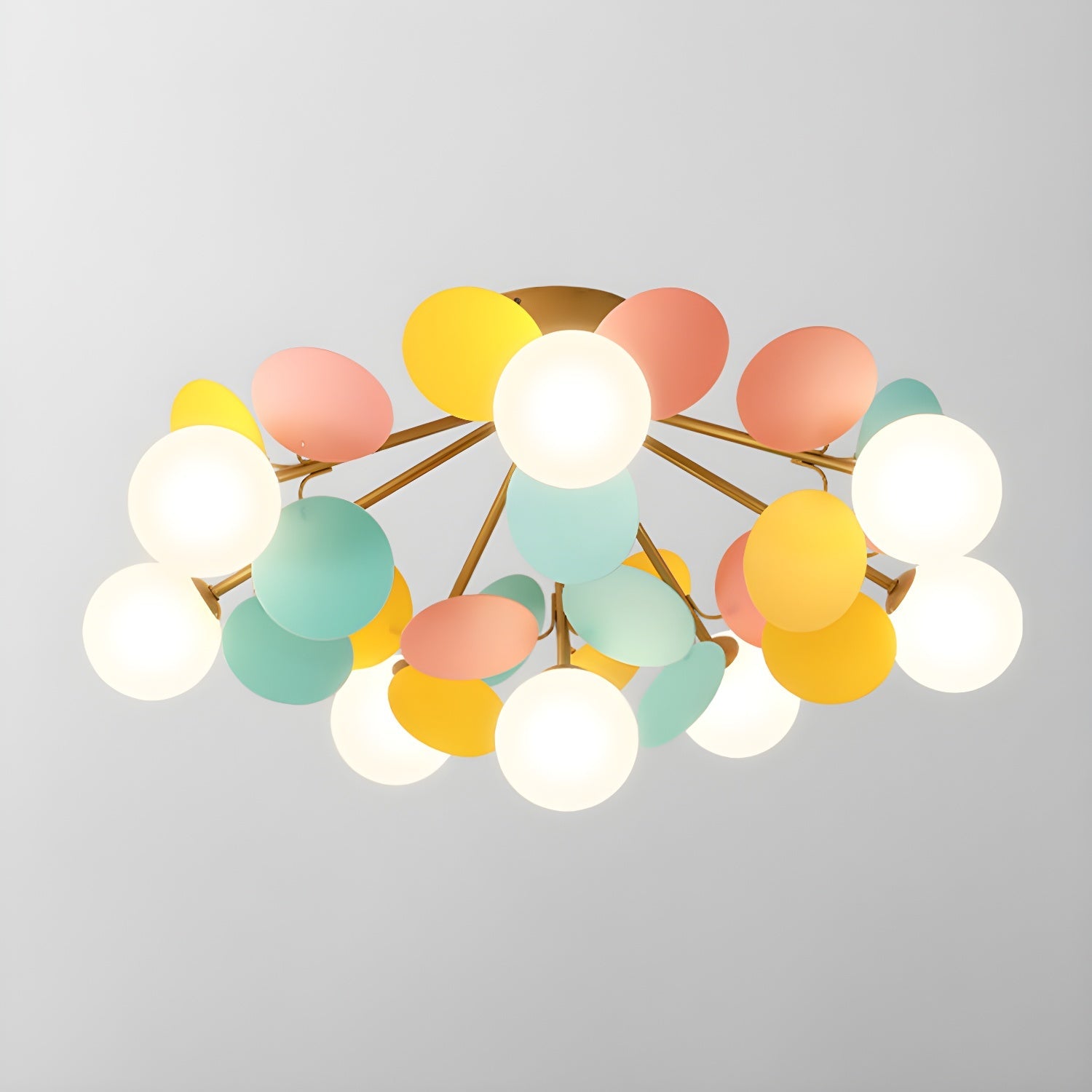 Large Colorful Petal Globe Ceiling Light Studio Display