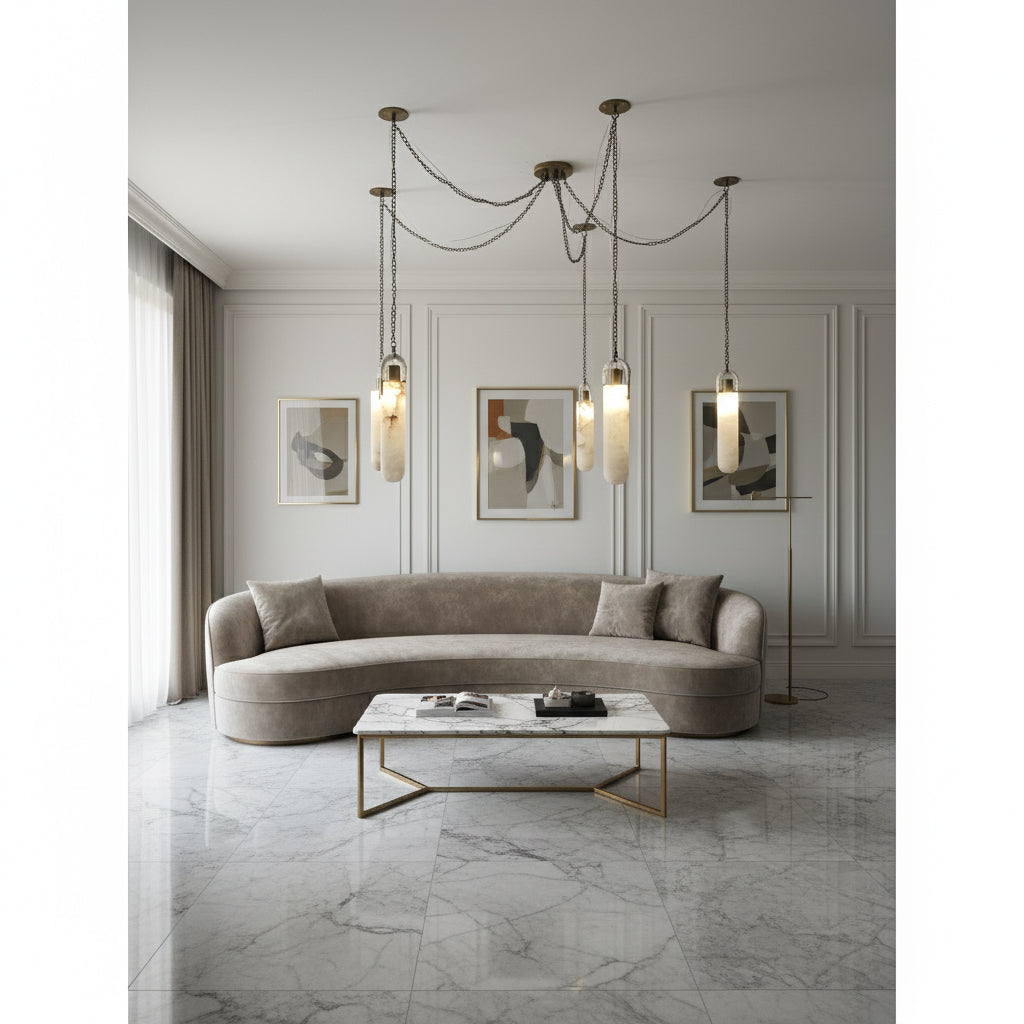 Alabaster Swag Chain Chandelier