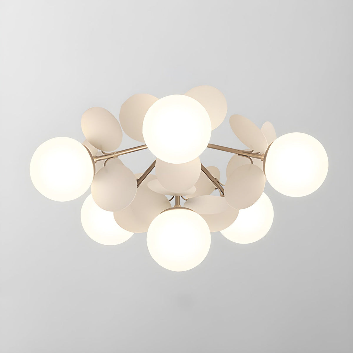White Petal Globe Glass Ceiling Light Studio Display