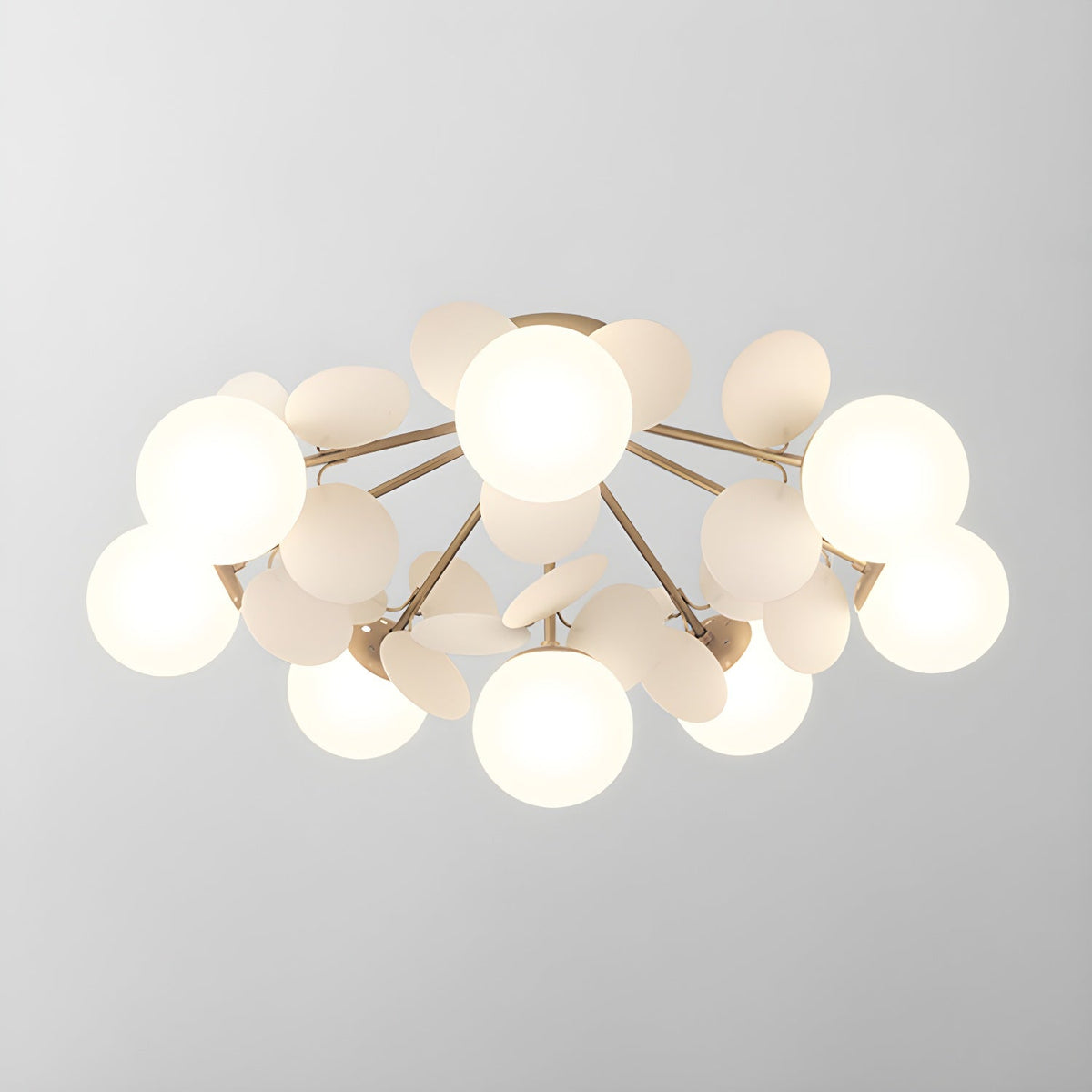 Large White Petal Globe Ceiling Light Studio Display