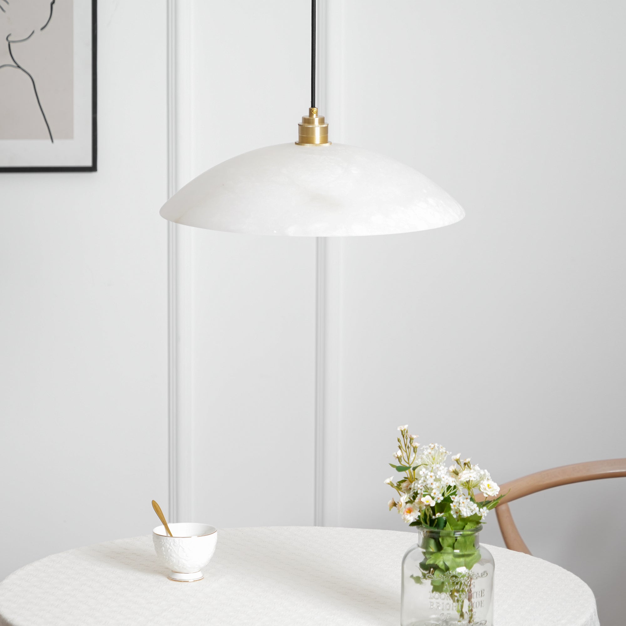 Alabaster Dome Pendant Light