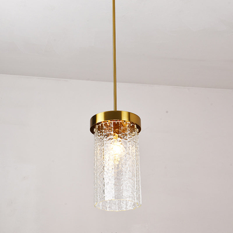 Textured Glass Cylinder Pendant Light