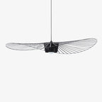 Horizontal View of Modern Black Wire Large Brim Pendant Light Studio Shot