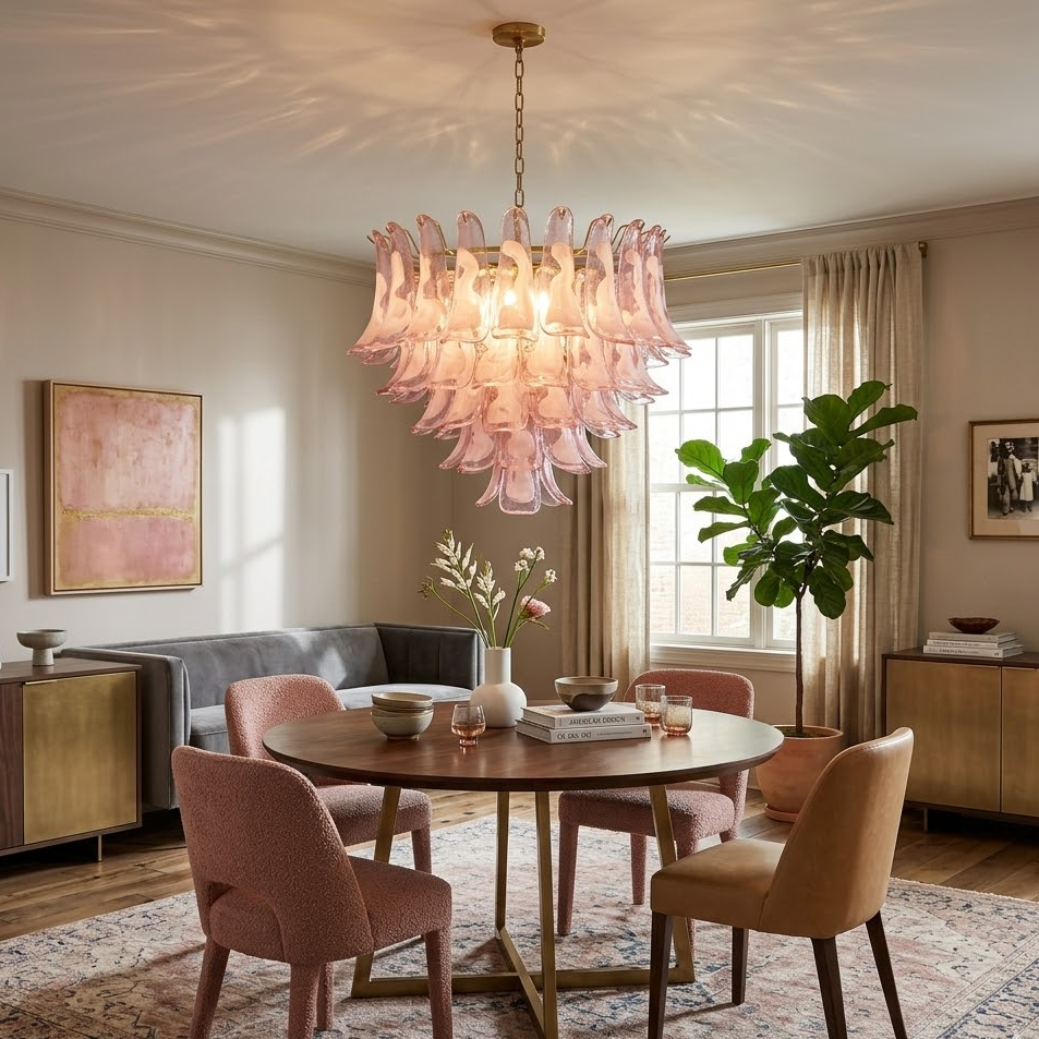 Athena Blush Pink Petal Chandelier