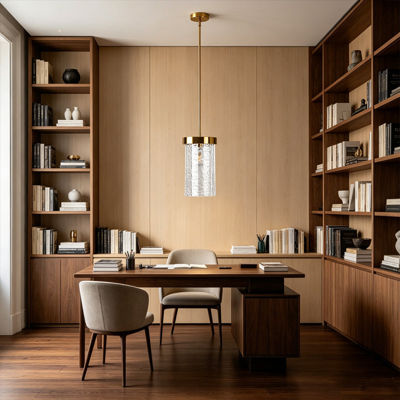 Textured Glass Cylinder Pendant Light