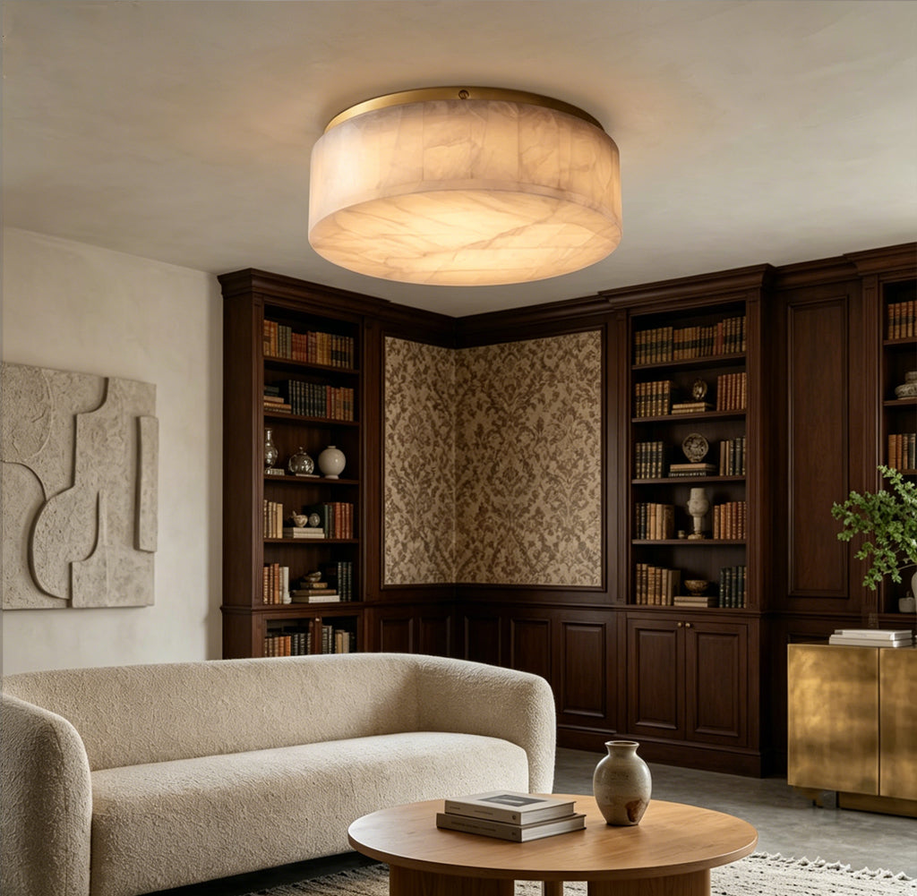 Alabaster Round Flush Mount