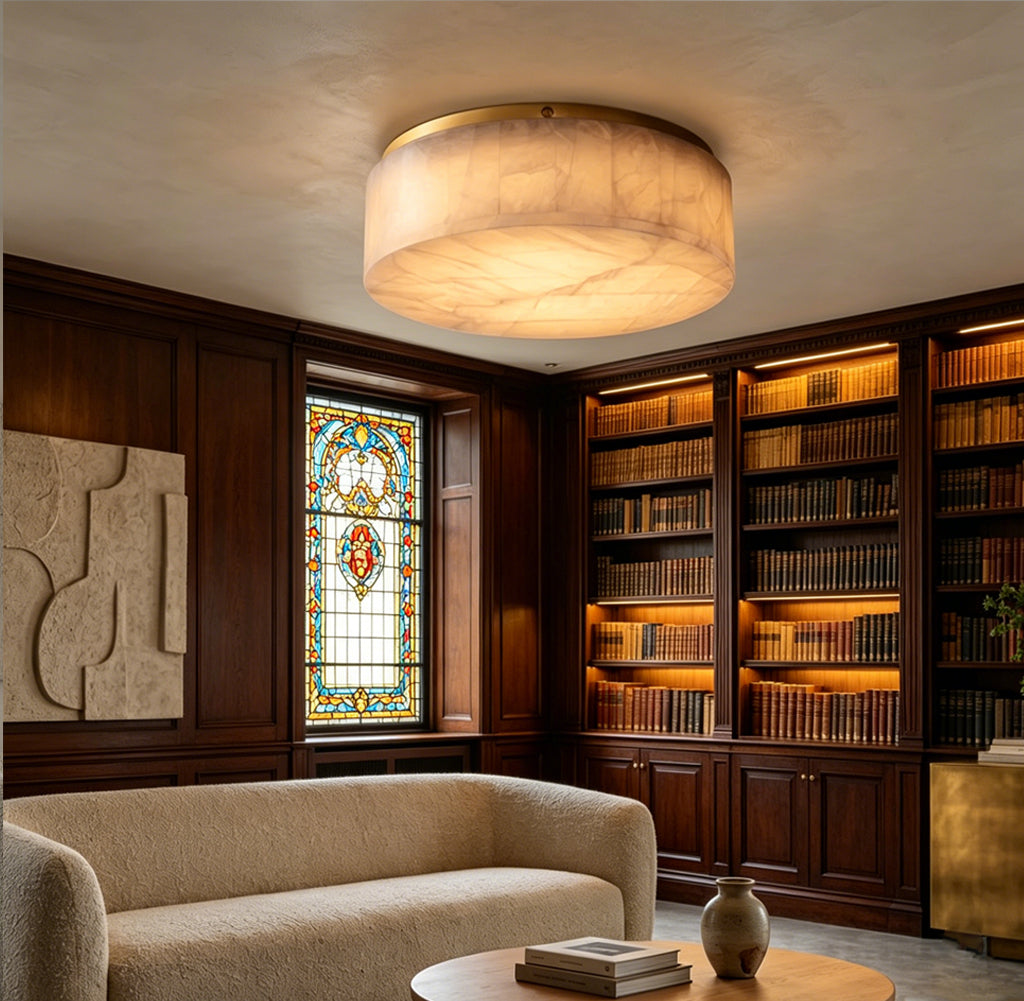 Alabaster Round Flush Mount