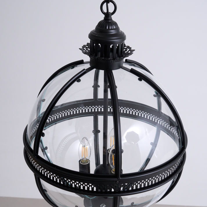 Black Industrial Globe Lantern Pendant Light Studio Display