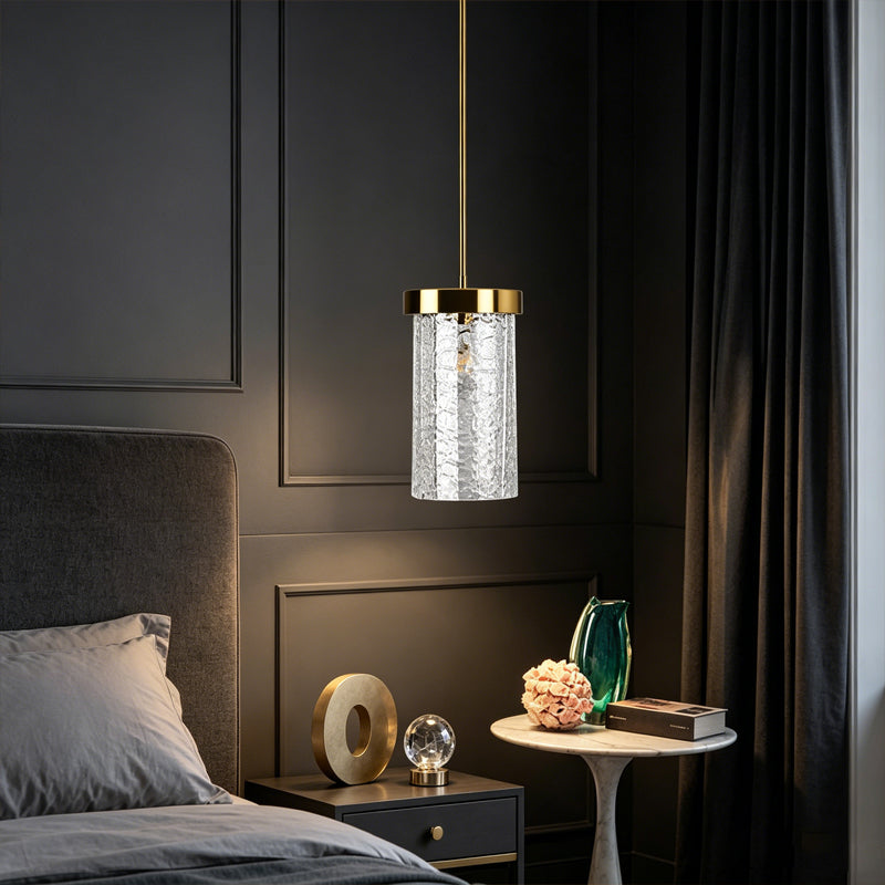 Textured Glass Cylinder Pendant Light