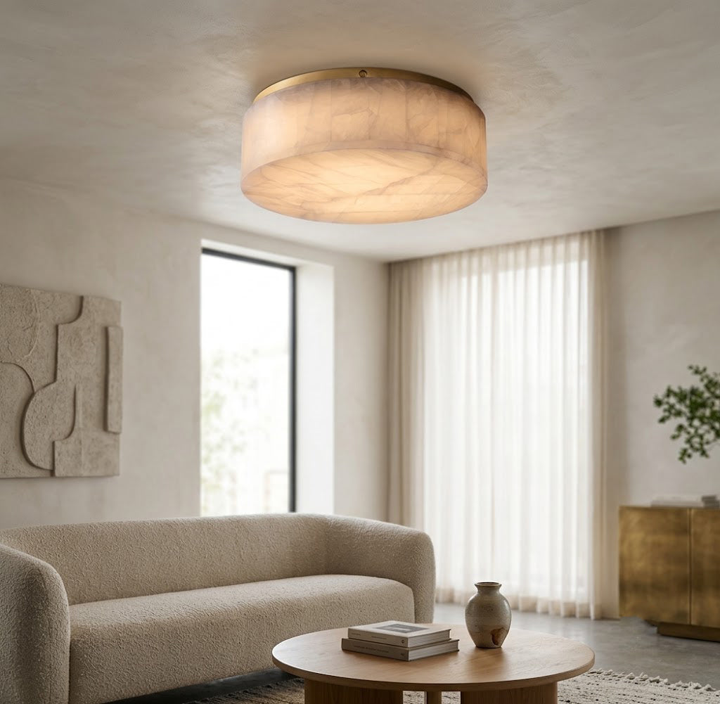Alabaster Round Flush Mount