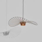 Modern Wood Base Black Wire Pendant Light Casting Light Shadows