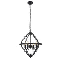 Modern Black Clover Cage Candle Chandelier on Pure White Background
