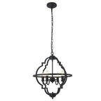 Modern Black Clover Cage Candle Chandelier on Pure White Background