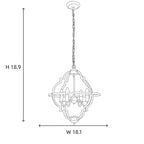 Modern Black Clover Cage Candle Chandelier Line Art Dimension Diagram
