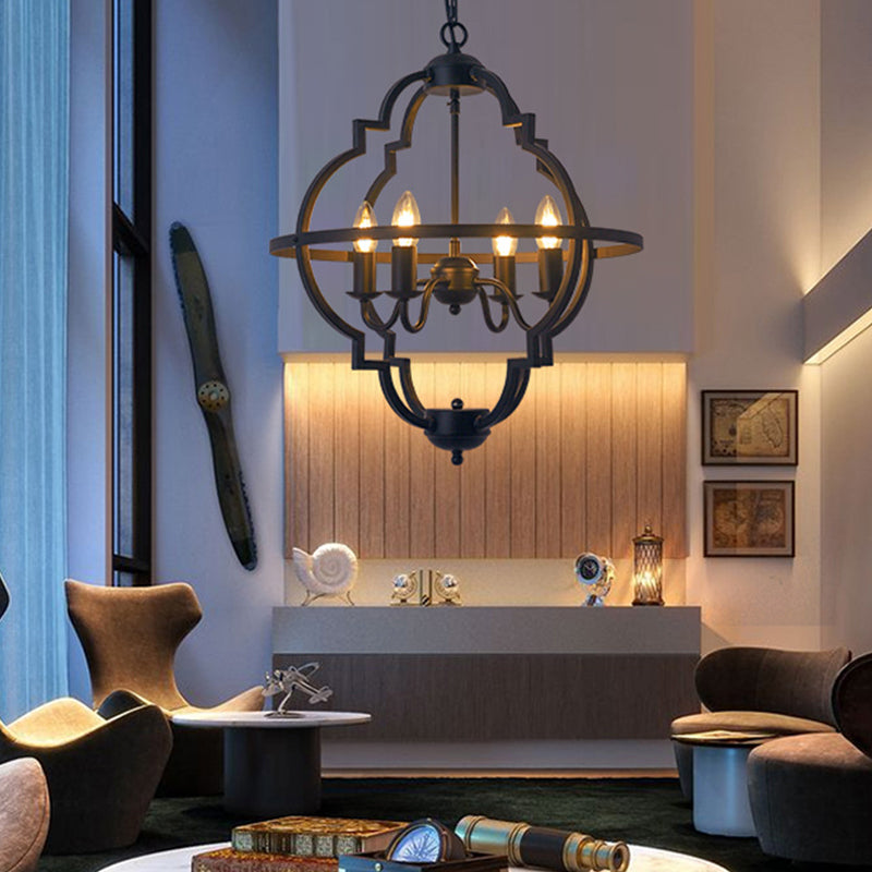 4-Light Quatrefoil Cage Chandelier