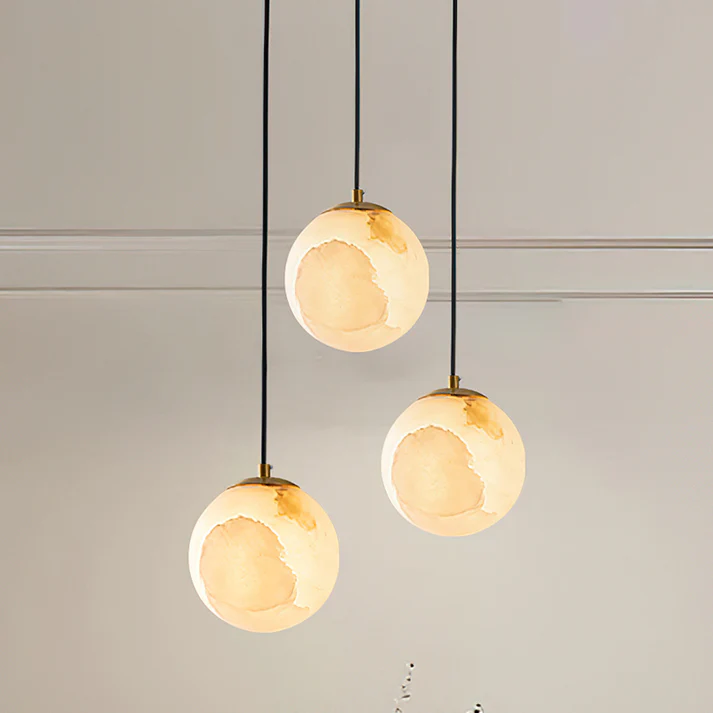 Suspension luminaire globe en albâtre