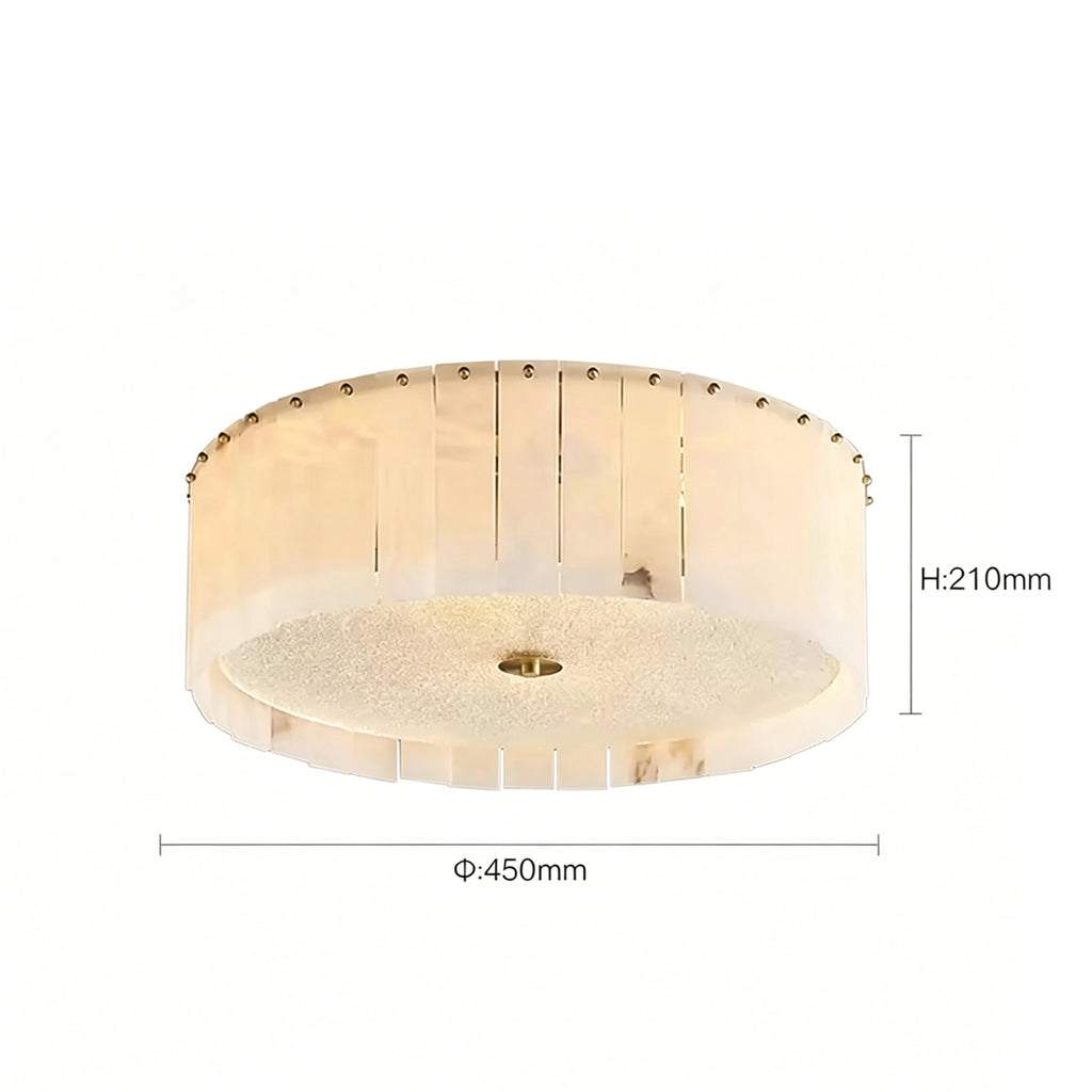 Round Pleated Alabaster Flush Mount