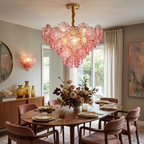 Pink Swirl Glass Disc Chandelier