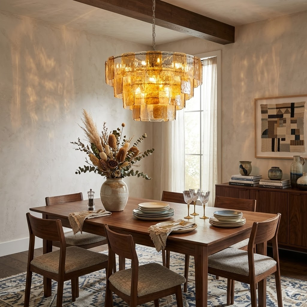 Rectangular Tile Tiered Chandelier