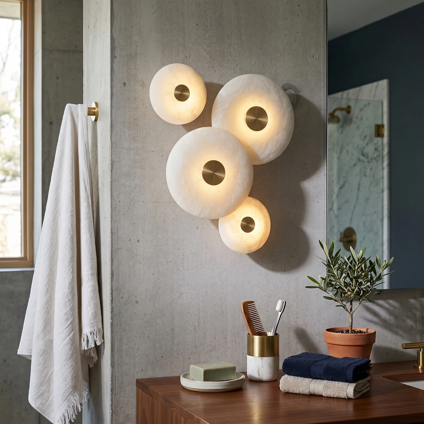 Disc Alabaster Wall Light