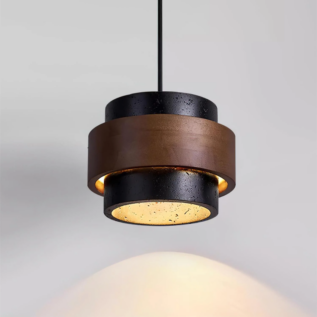 Travertine Wood Band Pendant Lamp