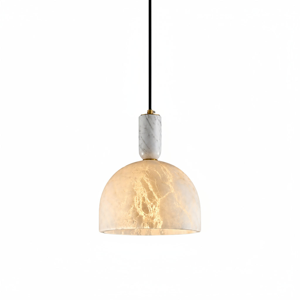 Cairo Dome Alabaster Pendant Light natural alabaster dome pendant lamp isolated white background