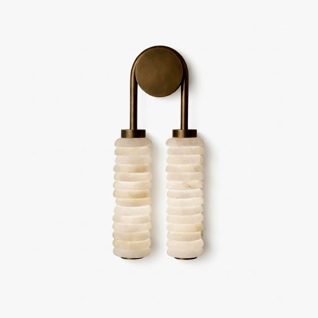 Front view unlit twin alabaster sconce isolated white background studio product photo