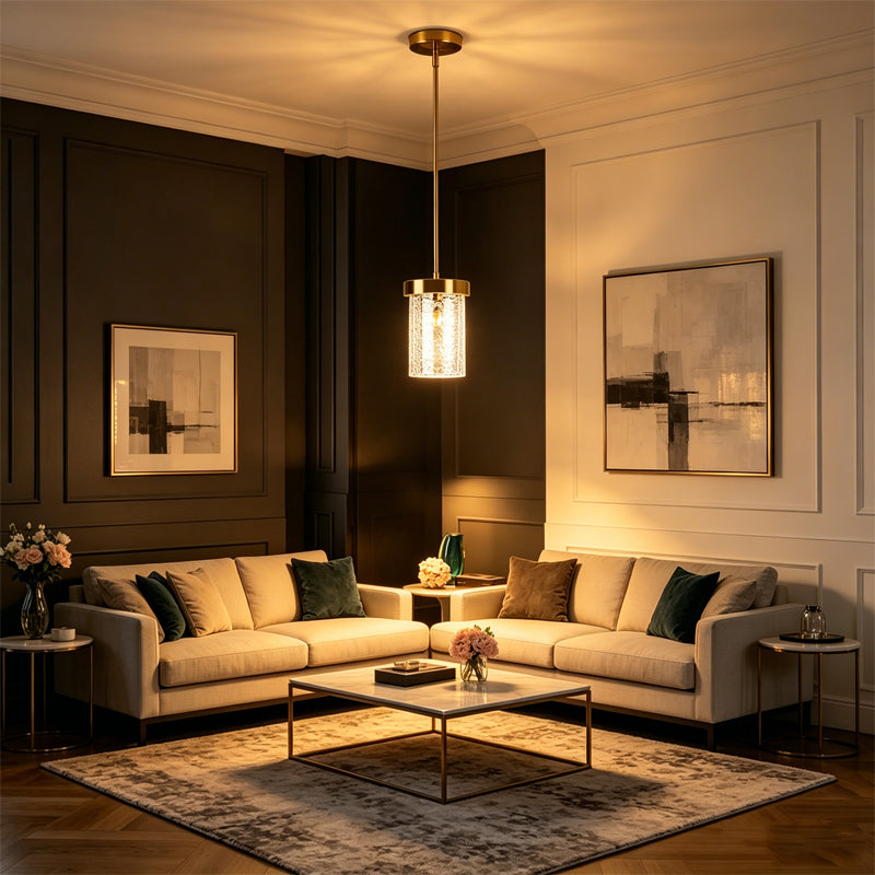 Textured Glass Cylinder Pendant Light