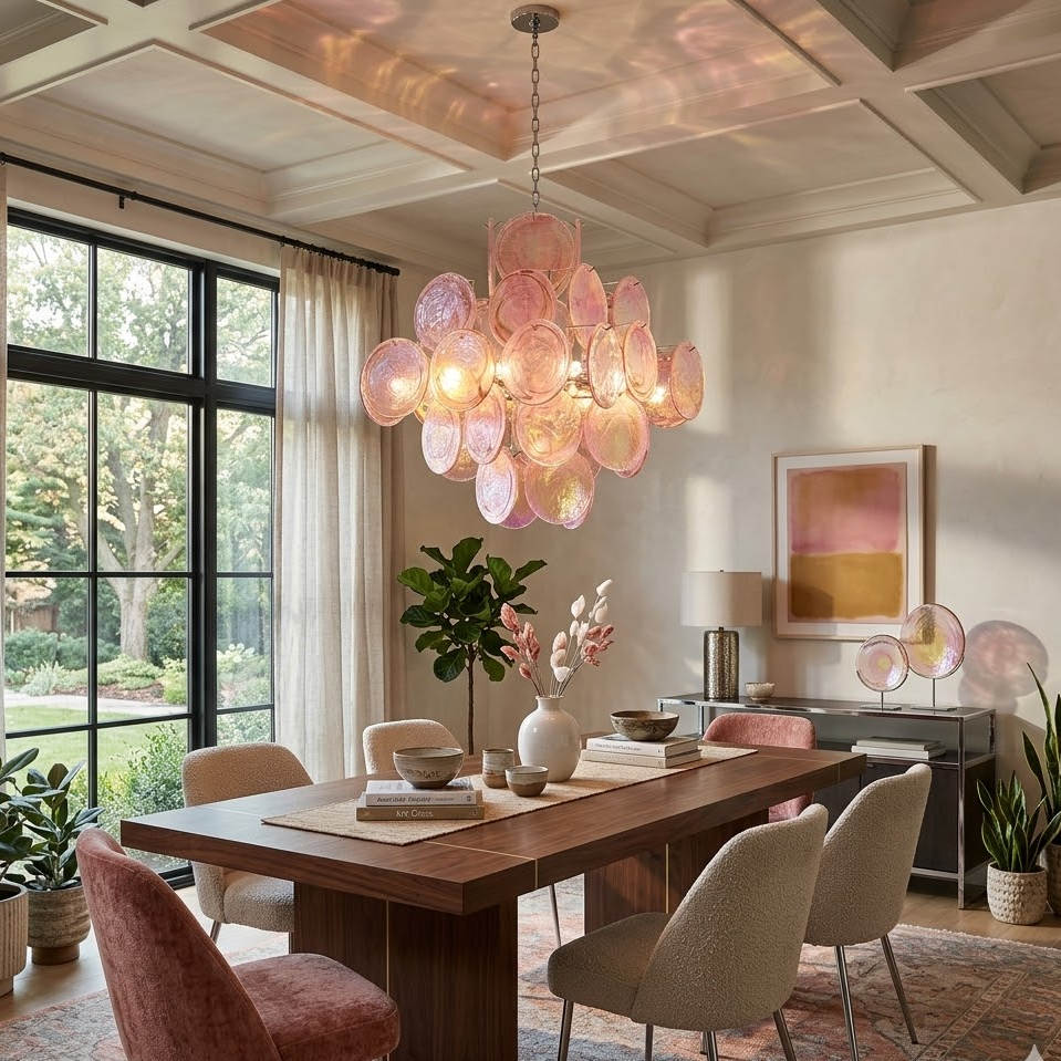 Aura Pink Disc Chandelier