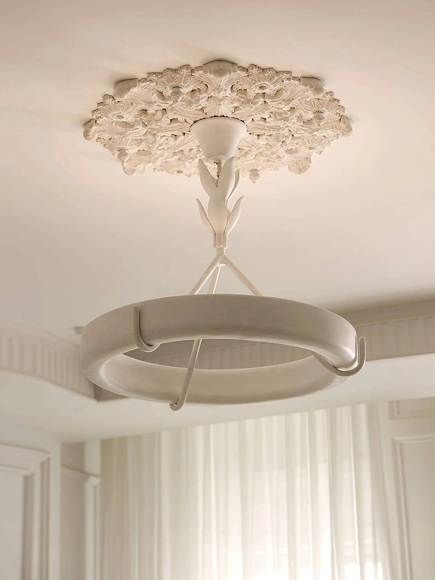 White Plaster Chandelier
