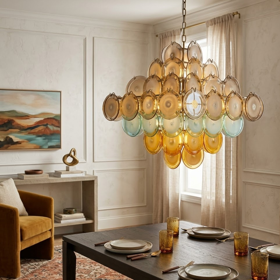 Ombre Glass Disc Chandelier