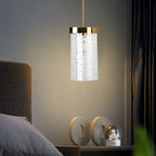 Textured Glass Cylinder Pendant Light