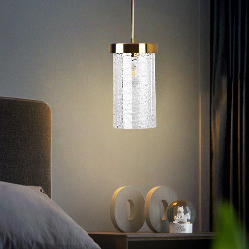 Textured Glass Cylinder Pendant Light