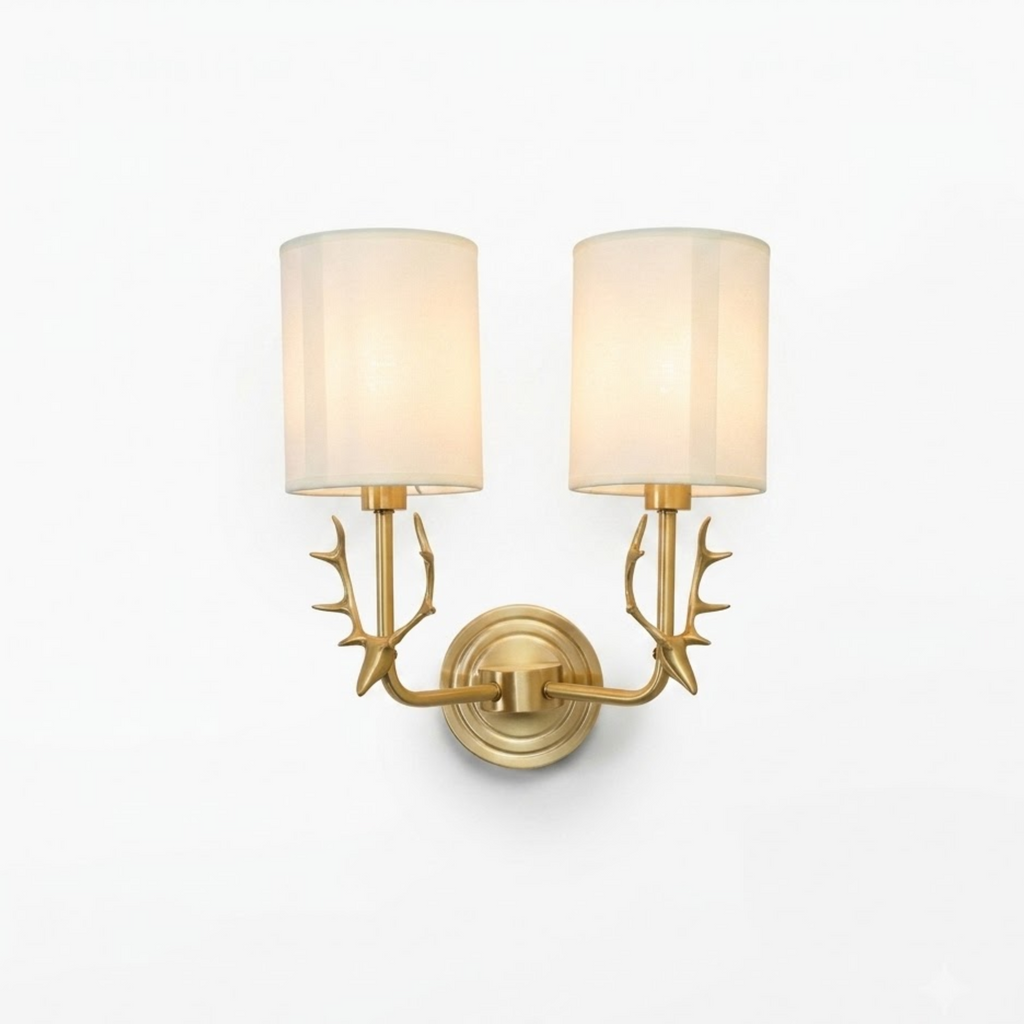 Antler Brass Double Wall Sconce