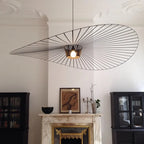 Modern Black Wire Brim Pendant Light in Classic Living Space