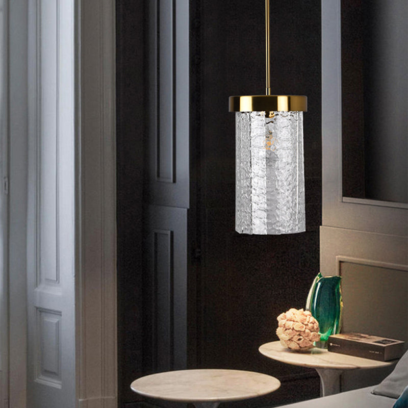 Textured Glass Cylinder Pendant Light
