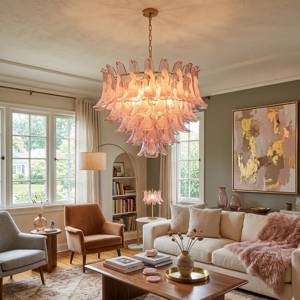 Athena Blush Pink Petal Chandelier