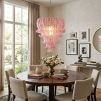 Pink Ribbon Glass Tiered Chandelier