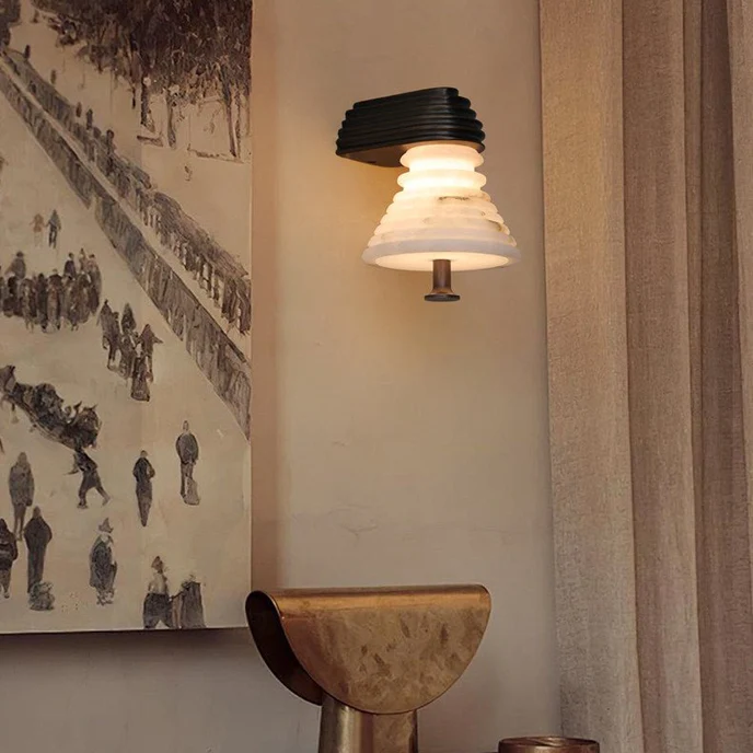 Strata Ribbed Alabaster Wall Sconce
